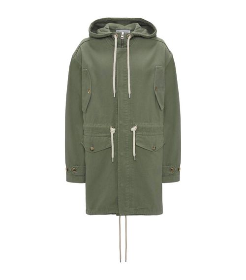 Twill Drawstring Parka Coat