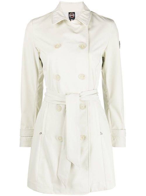 Logo-patch double-breasted trenchcoat - Neutrals