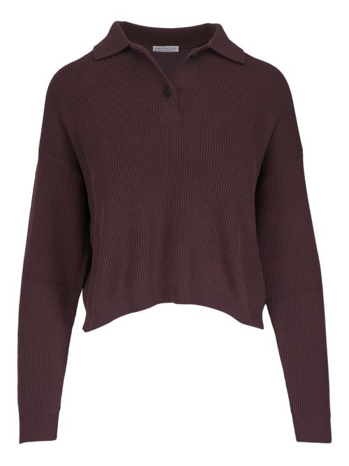 Ribbed-knit jumper - Brown