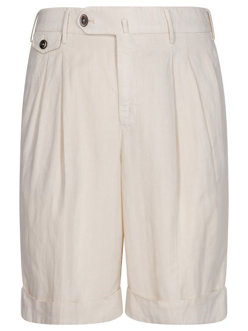 Linen Blend Bermuda With Pleats