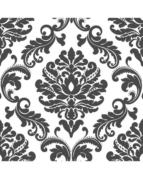 NuWallpaper Ariel Black And White Damask Peel & Stick Wallpaper