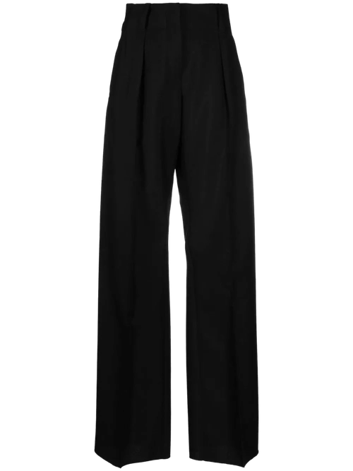 High-Waisted Wide-Leg Trousers — Black