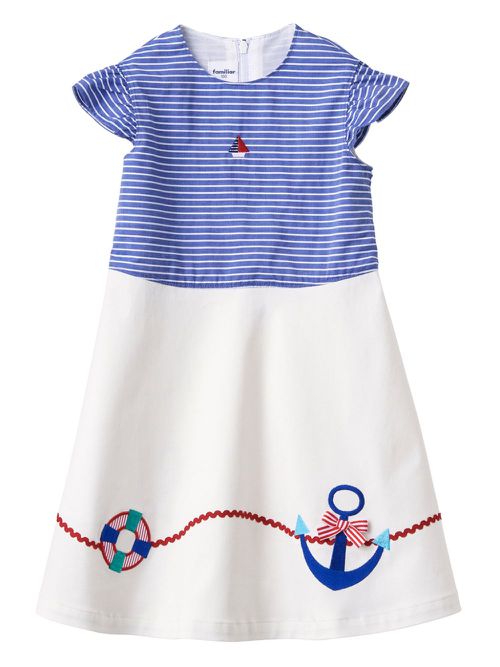 Motif-embroidered sleeveless dress - Blue