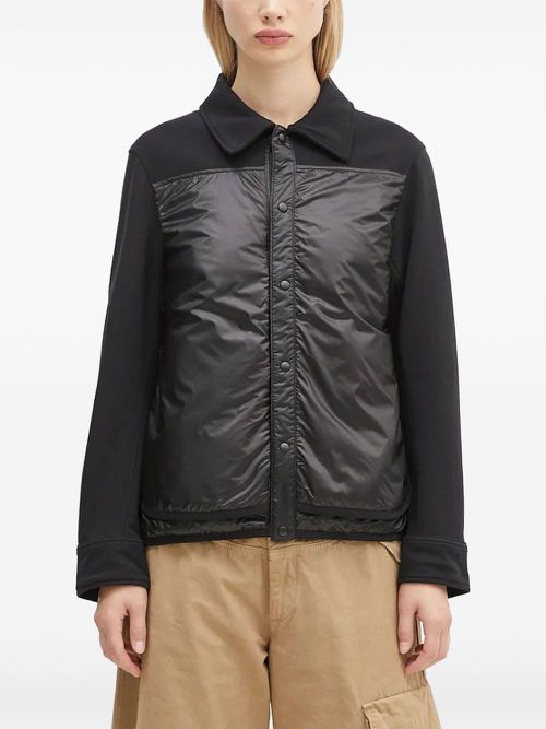 Panelled button-fastening jacket - Black
