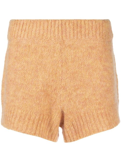 High-waist knit shorts - Orange