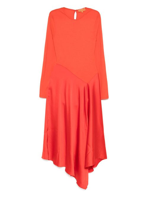 Long-sleeved asymmetric dress - Red