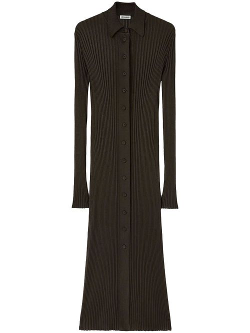 Ribbed-knit cardigan - Brown