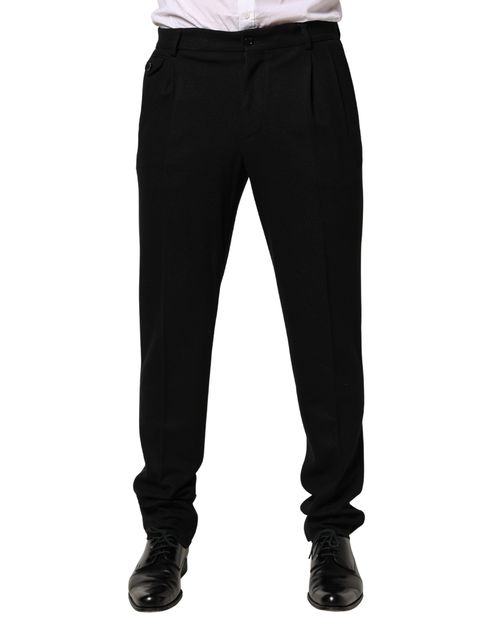 Virgin Wool Dress Trousers — Black
