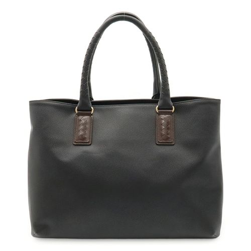 Bottega Veneta Black Dark Brown Coated Canvas Tote Bag Pre-Owned