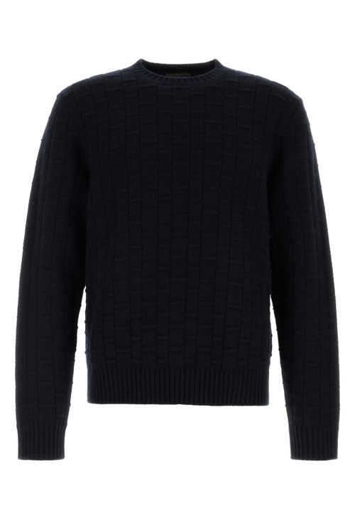 Wool Blend Crew-Neck Sweater — Navy