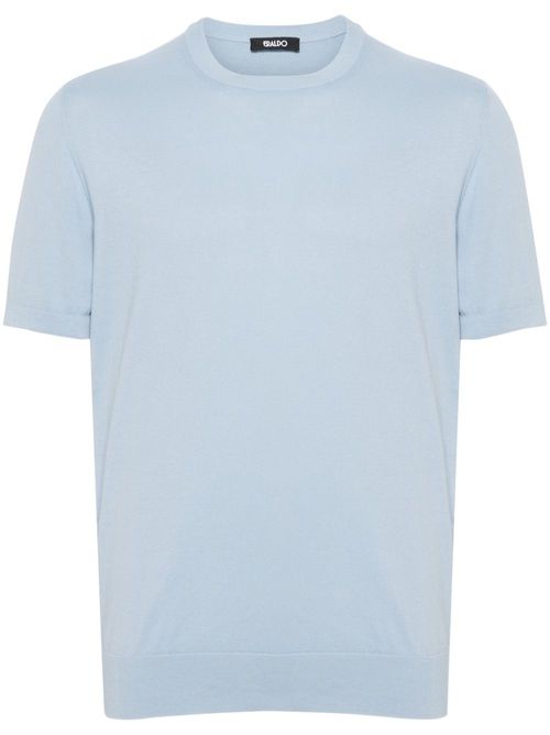 Knitted cotton T-shirt - Blue