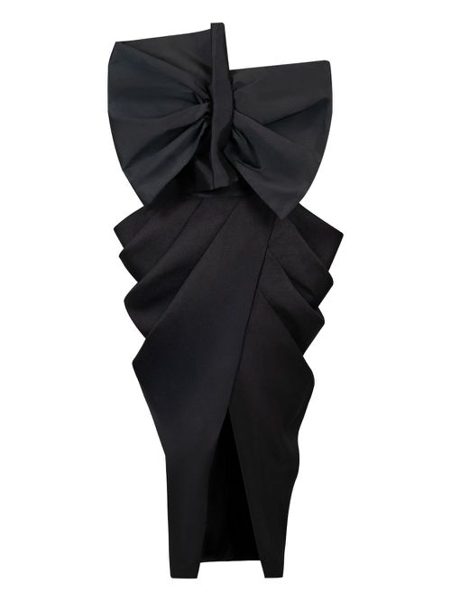 Bow-detail draped evening dress - Black
