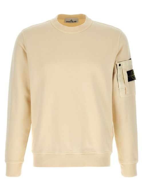 Logo Badge Cotton Sweatshirt — Beige