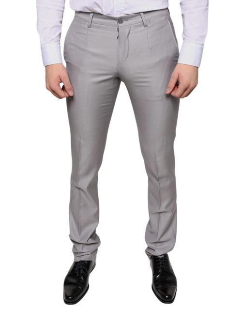 Virgin Wool and Silk Blend Trousers — Gray