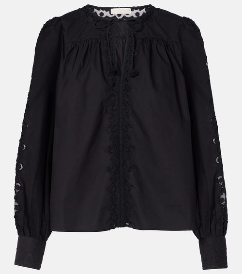 Kady lace-trimmed cotton blouse