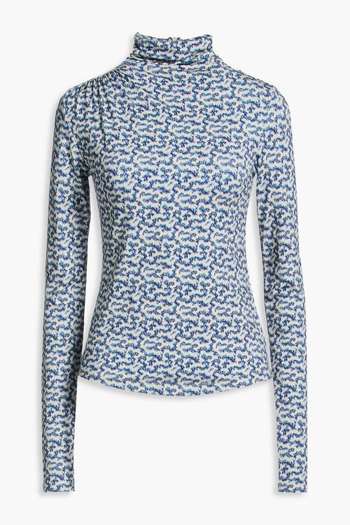 Lou printed jersey turtleneck top - Blue - FR 34