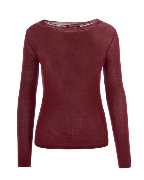 Red Solid Boat Neck Sweater