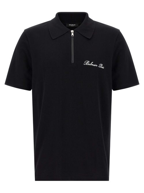 Logo-Embroidered Cotton Polo Shirt — Black
