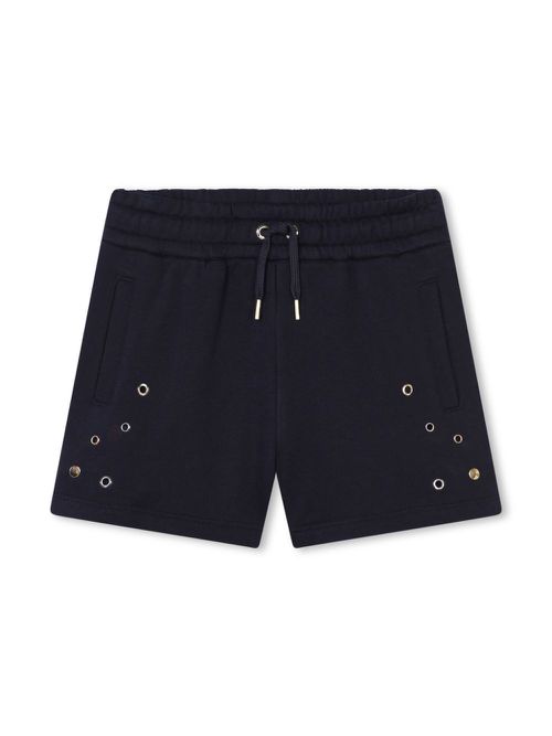 Eyelet-detailing organic cotton shorts - Black