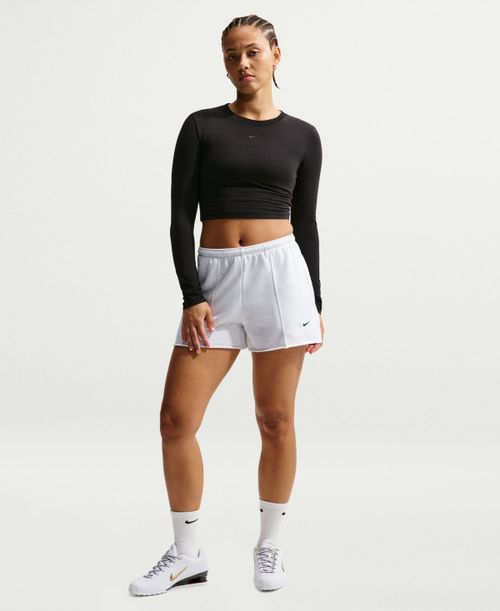 Women's Mid-Rise French Terry Shorts - Birch Heather/white/black