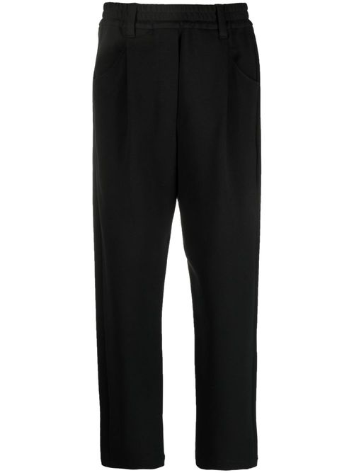 Elasticated-waist slouchy trousers - Black