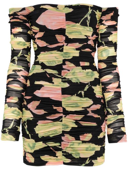 Floral-print mini dress - Black