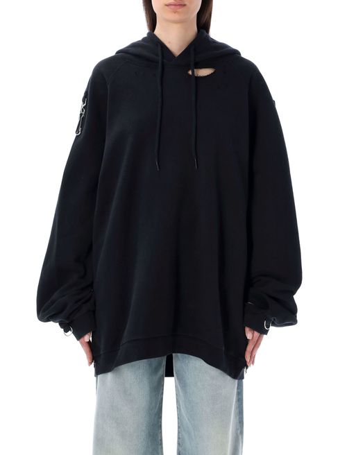 Washed Big Fit Hoodie With Clasp And Patch
