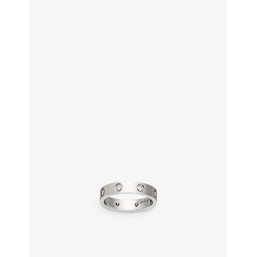 Womens White Gold Love 18ct White Gold and 8 Diamonds Wedding Band 50mm