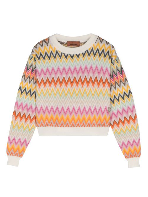Zigzag jacquard wool jumper - Neutrals