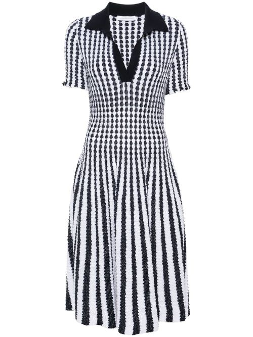 Striped seersucker midi dress - Blue