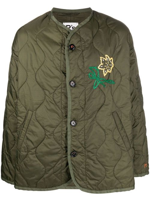 Embroidered quilted jacket - Green