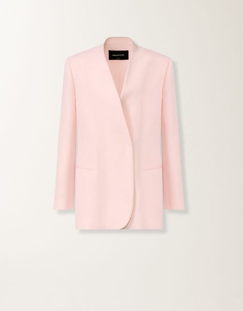 Long jacket in fluid linen and viscose, petal pink