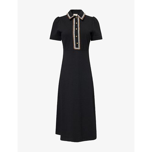 Womens Textured Fit-And-Flare Jersey Midi Dress