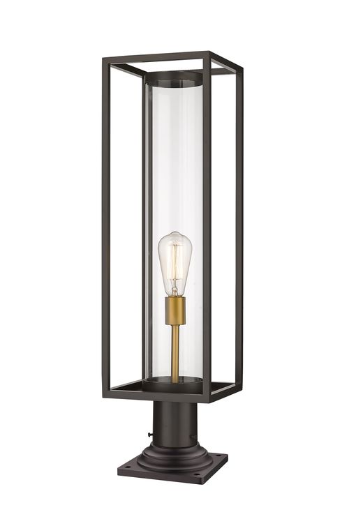 Dunbroch 1-Light Outdoor Pier Mounted Fixture Light In Deep Bronze With Outdoor Bra