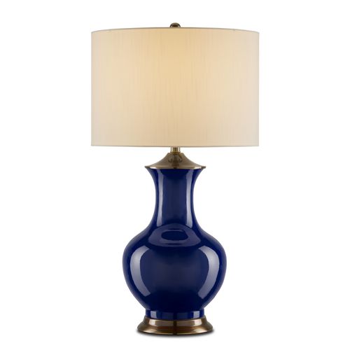 Blue Antique Brass Table Lamp from the Lilou Collection