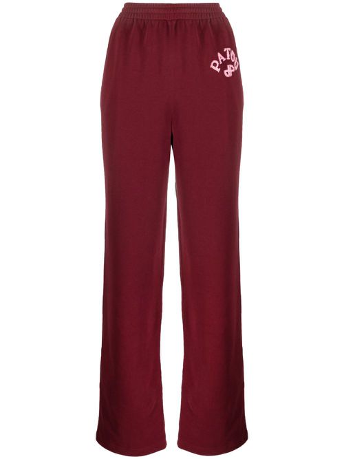Appliqué-logo organic cotton track pants - Red