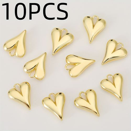 TEMU 10pcs, European And - Copper - Exquisite Love Chain Ornaments, Pendant Ornaments - Fashionable Pendant For Men And Women Diy, Suitable For