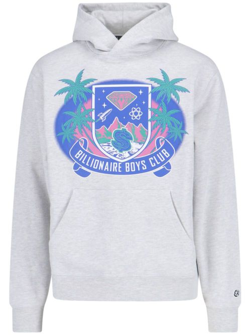 Tropical Crest Popover hoodie - Grey