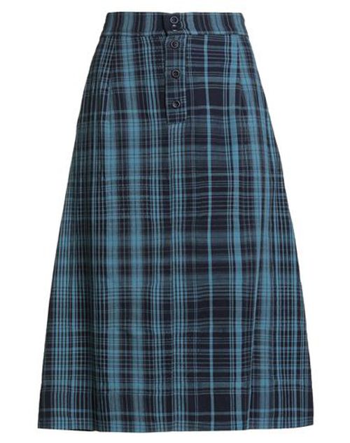 Woman Midi skirt Blue Size L Cotton