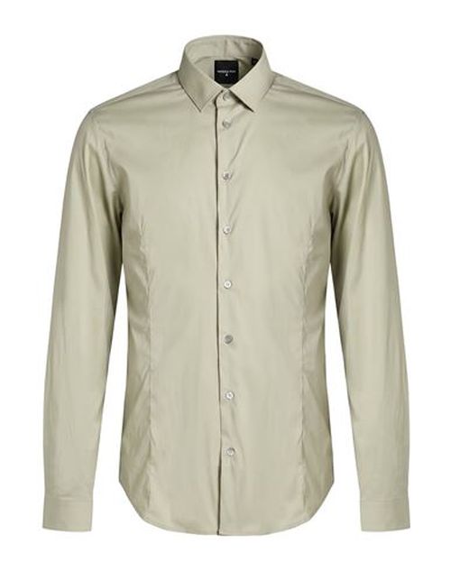 Man Shirt Sage green Size 36 Cotton, Polyamide, Elastane