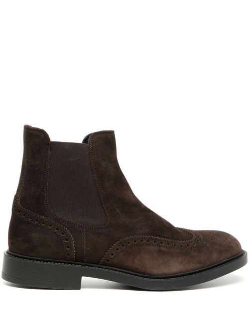 Cut out-detail suede boots - Brown