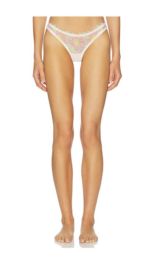 For Love & Lemons Blush Hibiscus Thong Panty in Pink. - S also in XS, M