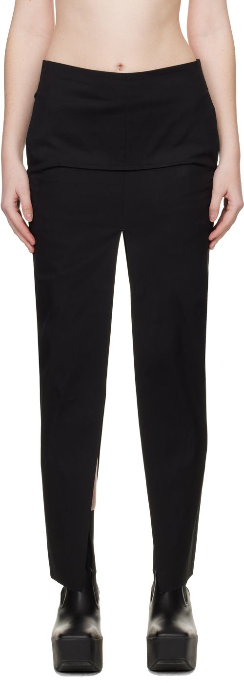 Black Temple Sliced Midi Skirt