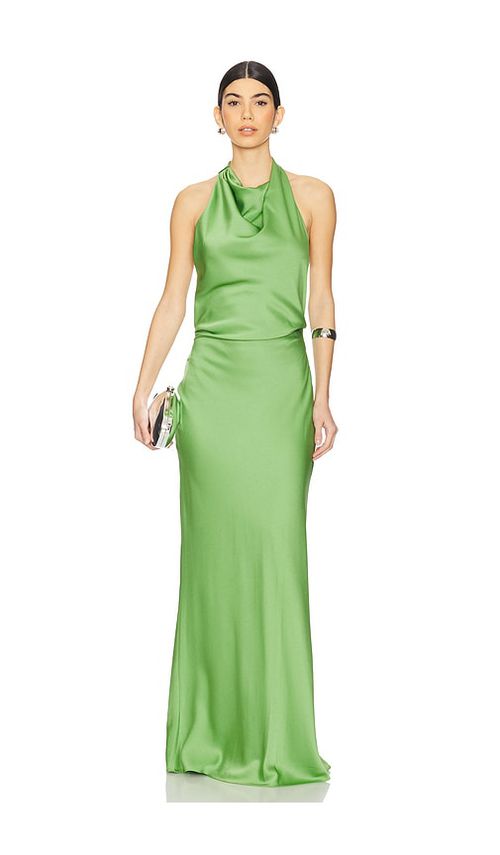 SIMKHAI Reannon Draped Gown in Green. 12. Also