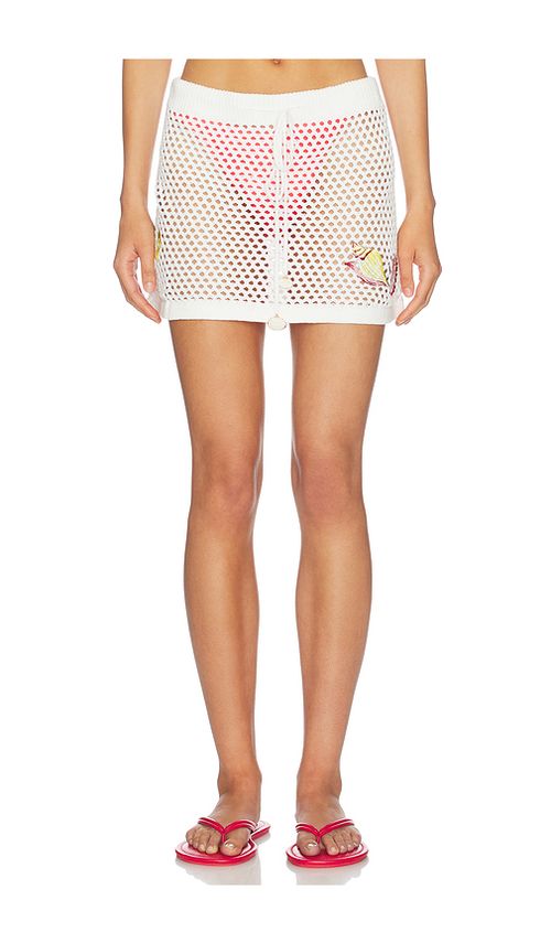 MINKPINK Soleia Crochet Mini Skirt in White. XS. Also in S