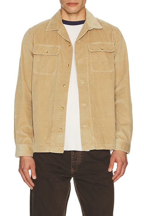 Polo Ralph Lauren Wide Wale Corduroy Teton Camp Shirt in Coastal Beige - Tan. L also in M, XL/1X, XXL/2X