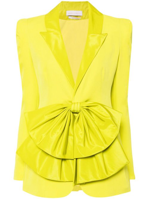 Crepe tailored jacket with taffeta collar and bow - Green