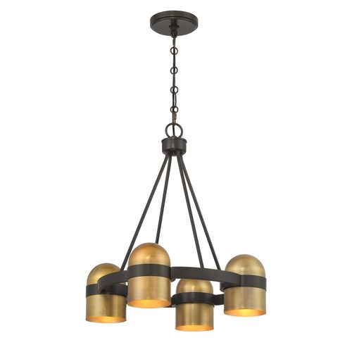 Andover 4-Light Chandelier in Mediterranean Bronze and Riviera Bra