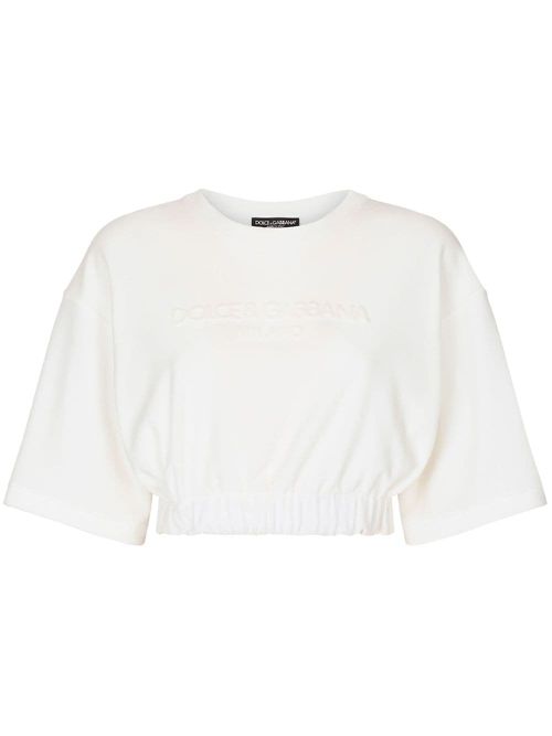 Elasticated-waistband Cotton-blend T-shirt