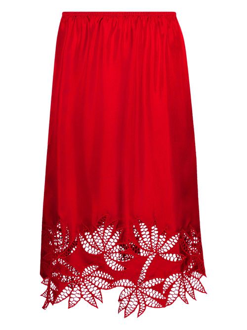 Coverley lace-embroidered midi skirt